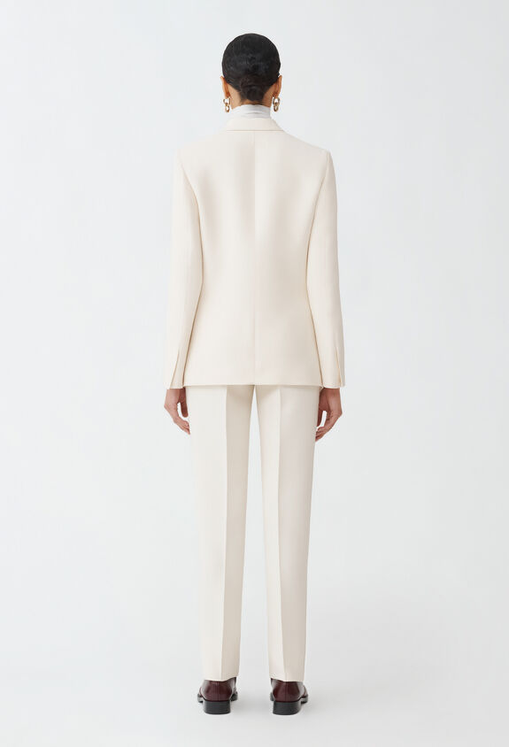 Fabiana Filippi Wool and silk crepe double-breasted jacket, butter WHITE GCD214F178I9140000