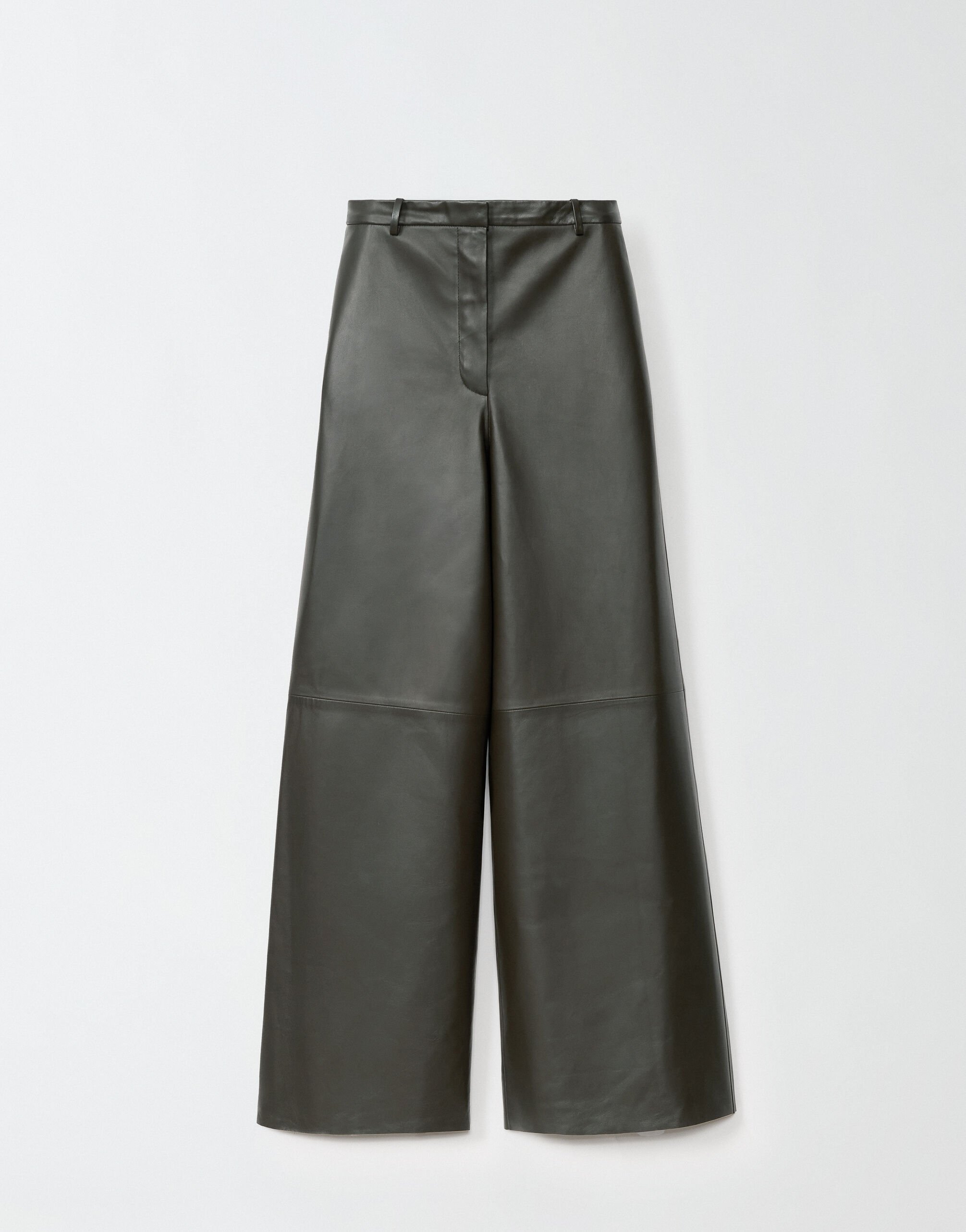 ${brand} Nappa leather trousers, olive ${colorDescription} ${masterID}