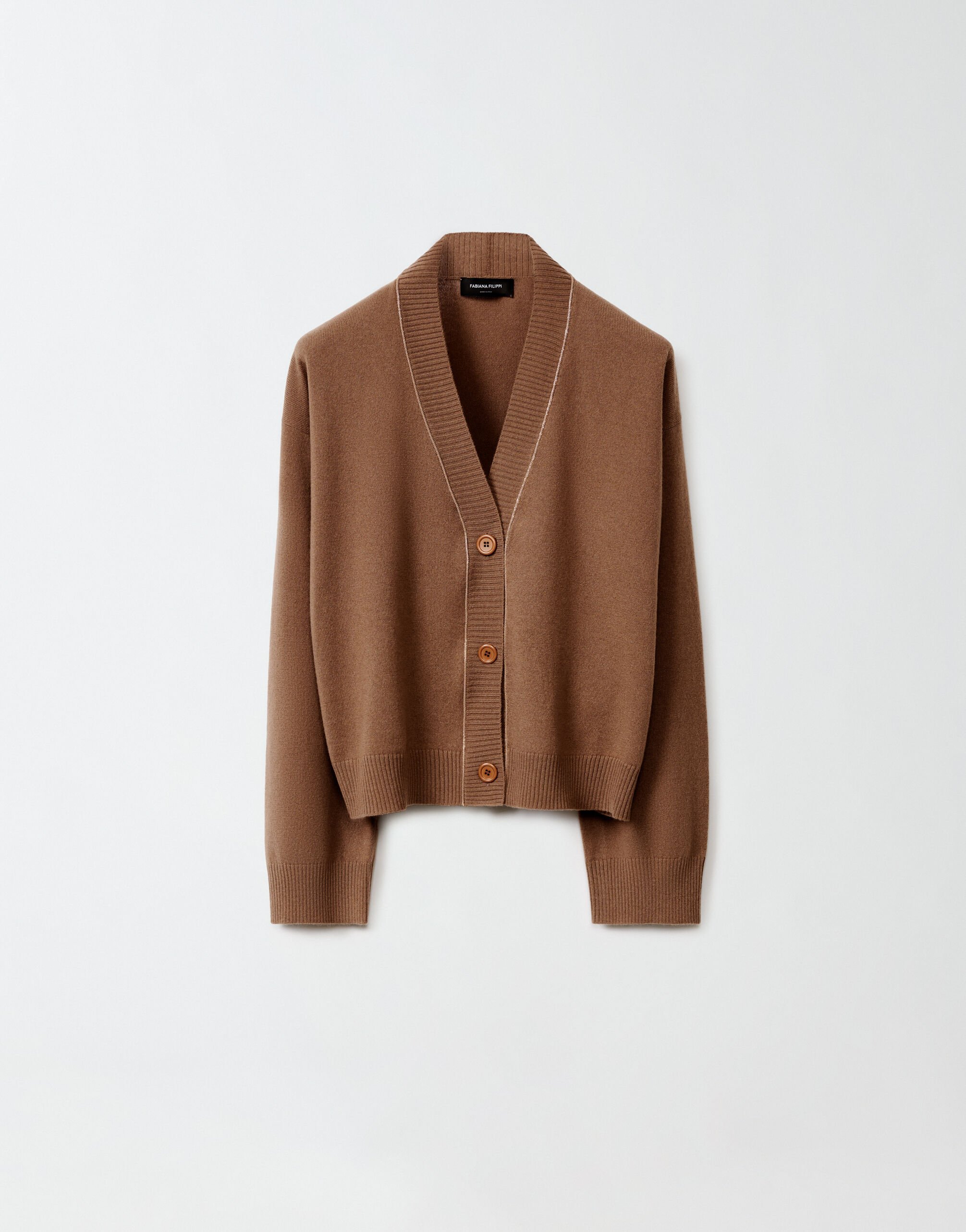 ${brand} Cardigan boxy in cashmere, cammello ${colorDescription} ${masterID}