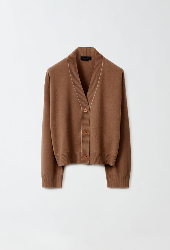 Fabiana Filippi Boxy cashmere cardigan, cammeo BROWN MAD224F024SK160000