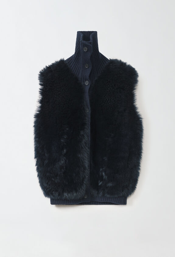 Fabiana Filippi Gilet in Platinum e shearling, blu notte BLU PLD224F754L0150000