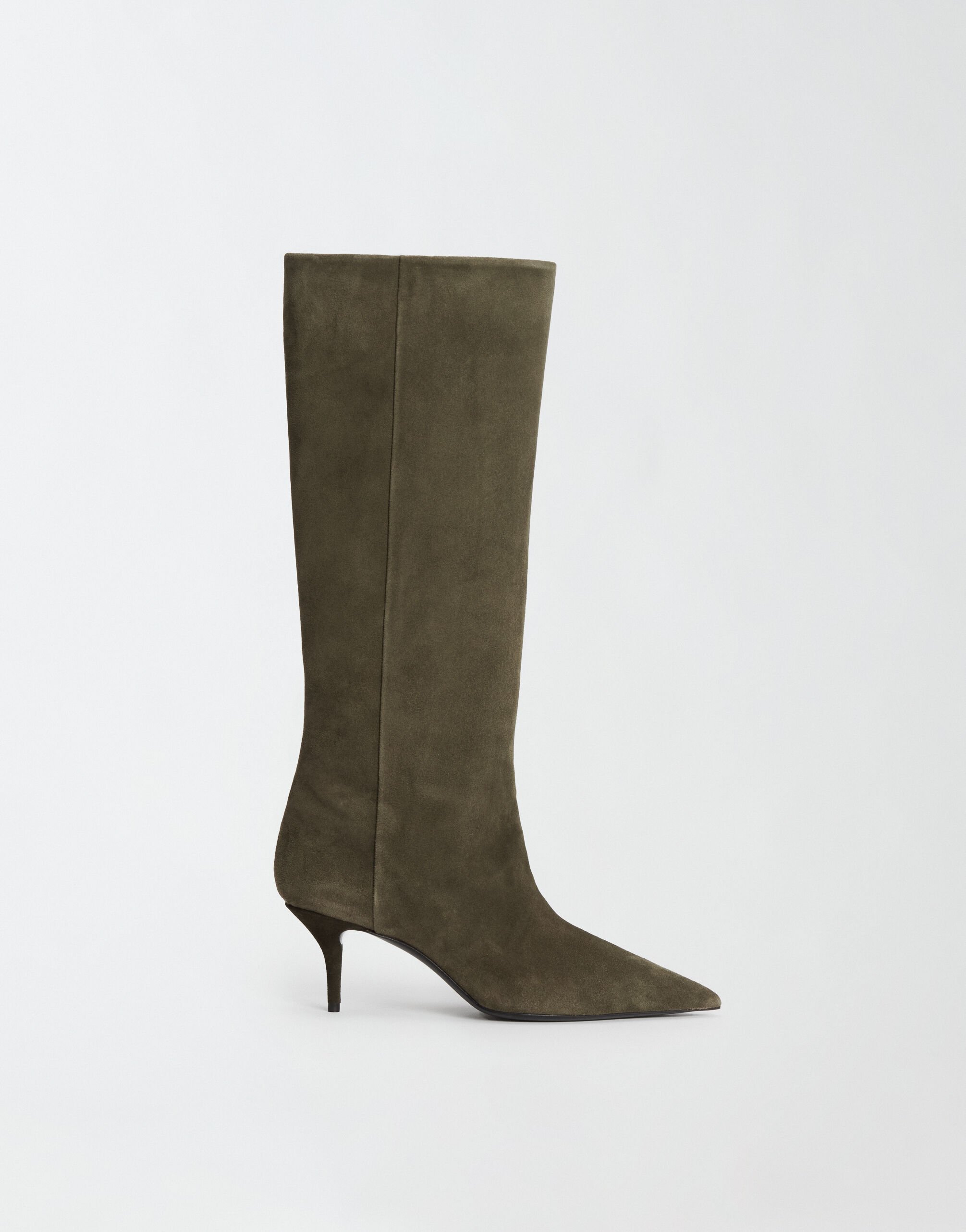 ${brand} Suede pointed boots, olive ${colorDescription} ${masterID}