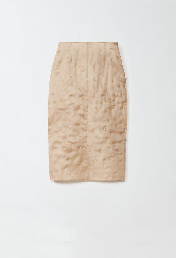 Fabiana Filippi Padded organza skirt, camel BROWN GND214F368I9290000