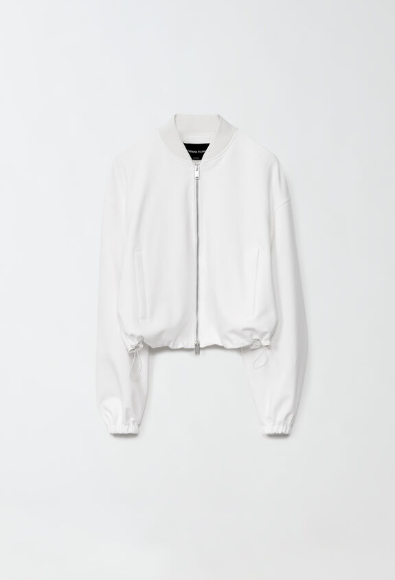 Fabiana Filippi Bomber in jersey punto Milano, bianco BIANCO GCD214F167D7460000