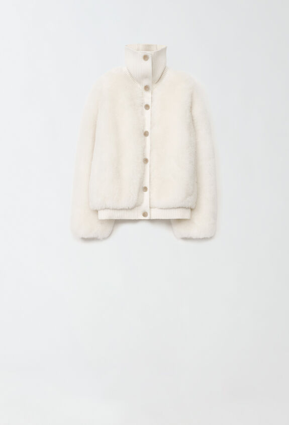 Fabiana Filippi Cashmere fur bomber jacket, raffia WHITE PLD214F235I9690000