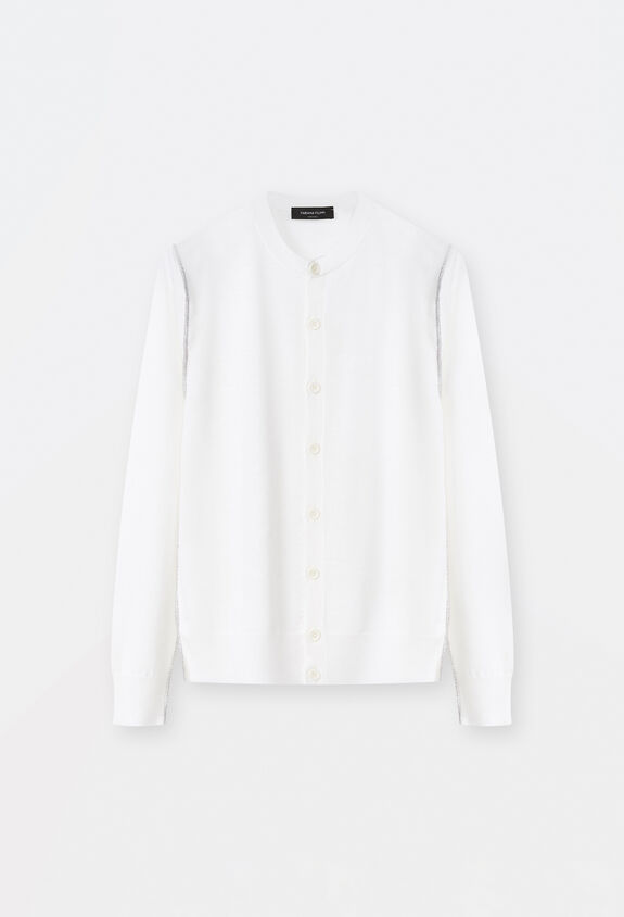 Fabiana Filippi Merino and lurex cardigan, white WHITE MAD264F050I8560000