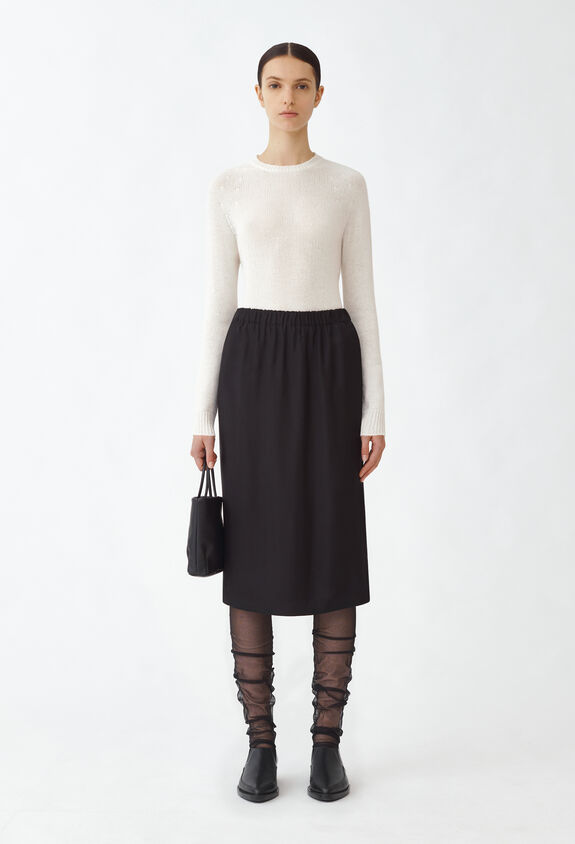 Fabiana Filippi Cupro twill skirt, black BLACK GND264F292D6180000