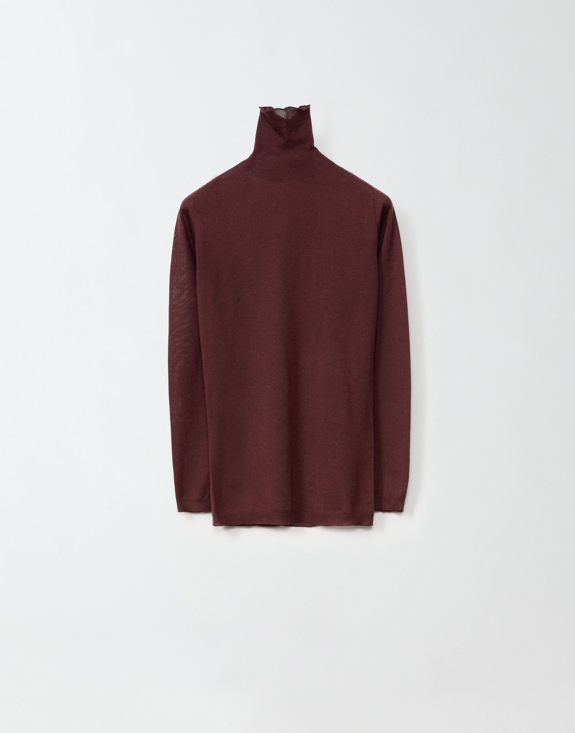 ${brand} Cashmere and silk turtleneck sweater, burgundy ${colorDescription} ${masterID}