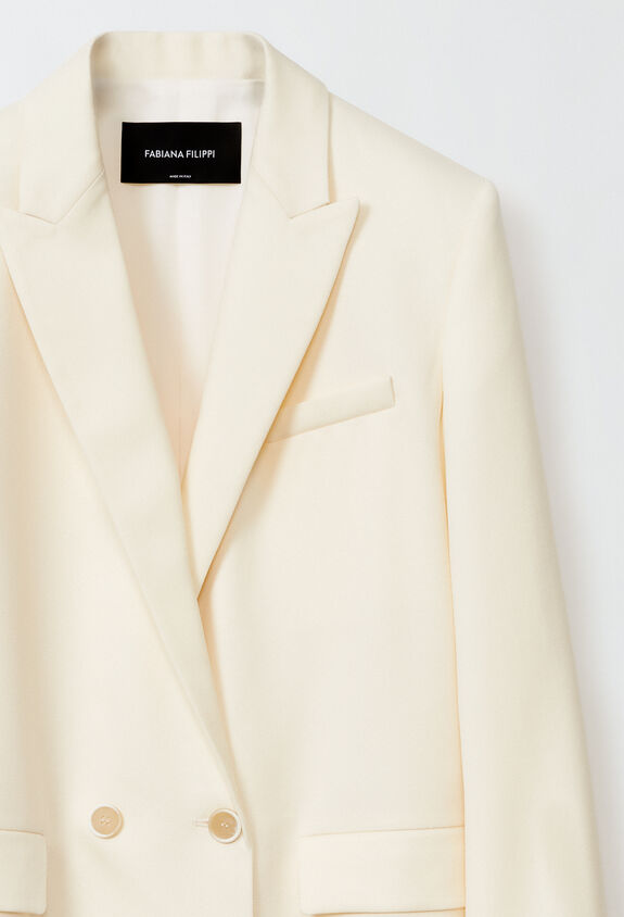 Fabiana Filippi Double-breasted wool twill jacket, raffia WHITE GCD224F412SK070000