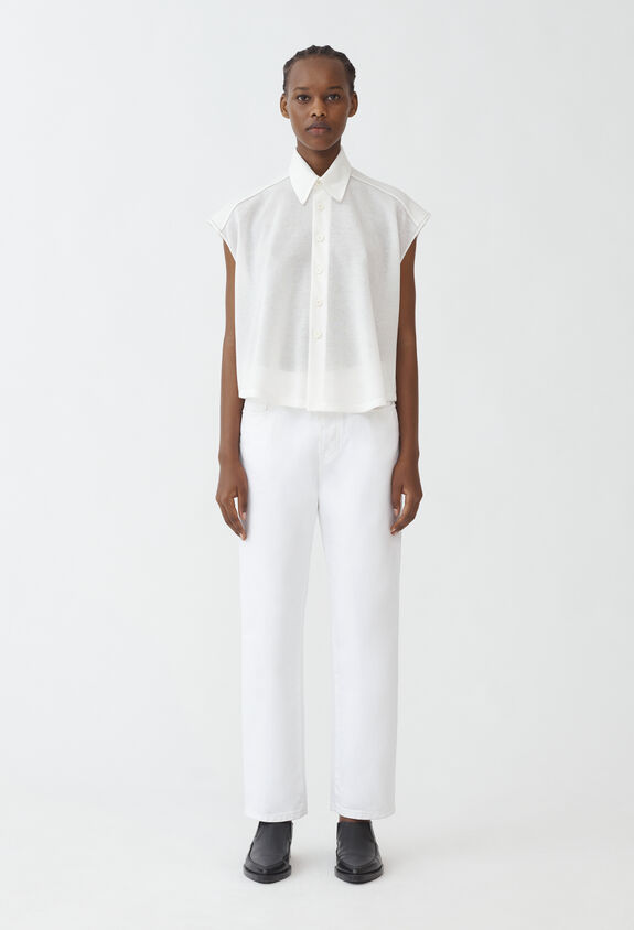 Fabiana Filippi Organic cotton knitted shirt, white WHITE MAD264F241I8670000