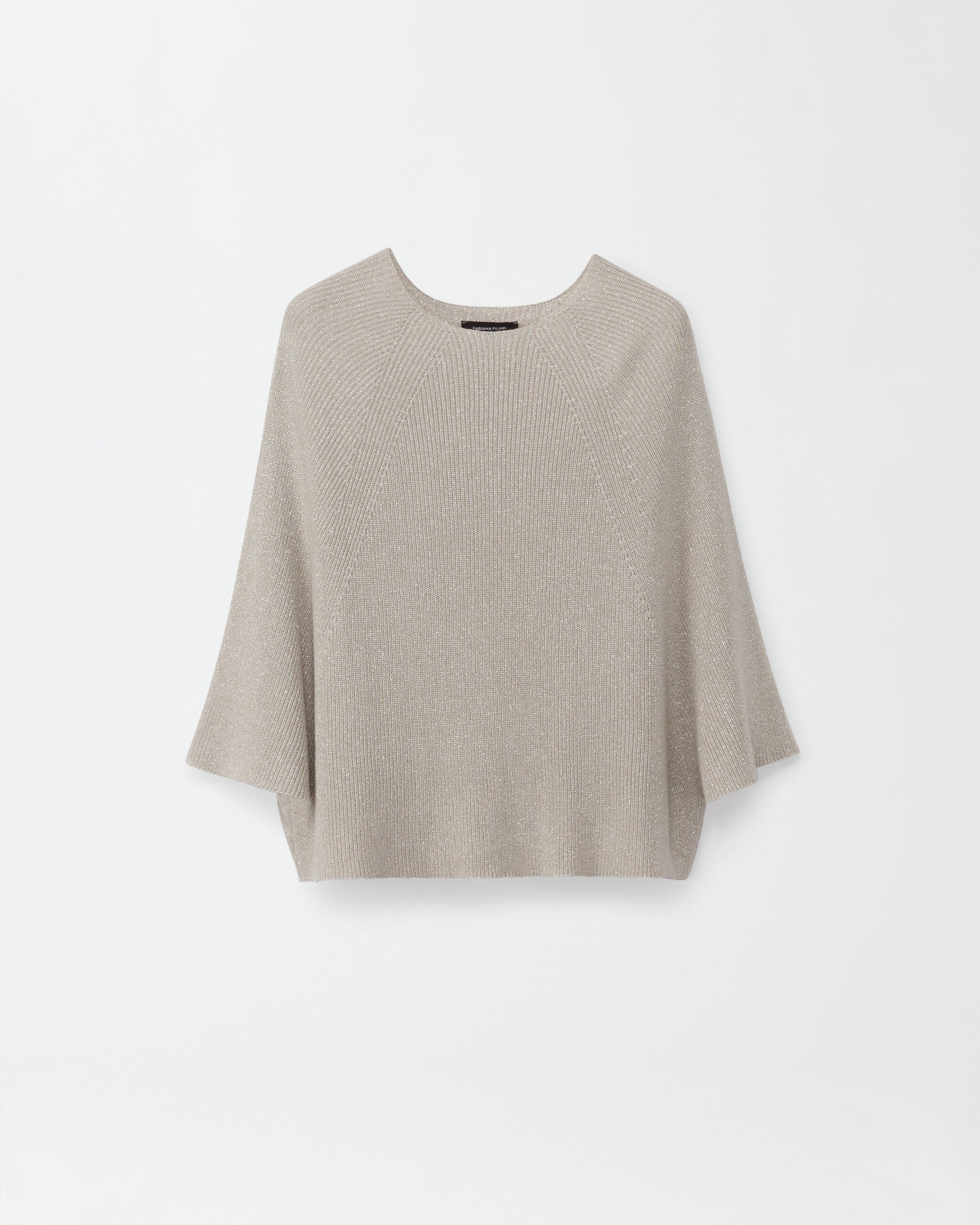 ${brand} Cape-Pullover aus Baumwolle mit Lurex, Sand ${colorDescription} ${masterID}