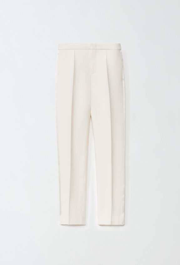 Fabiana Filippi Pantalon Montefalco en laine et soie, beurre BLANC PAD214F326I9140000