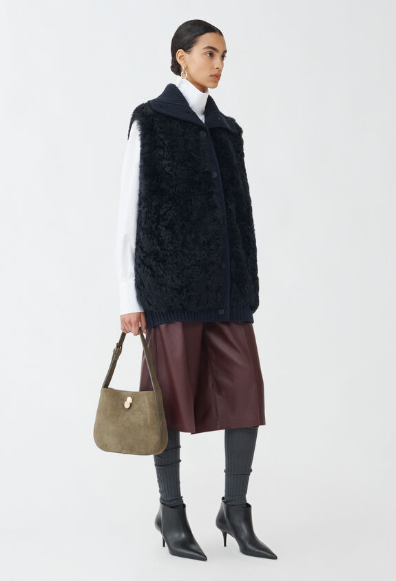 Fabiana Filippi Platinum and shearling gilet, midnight blue BLUE PLD224F754L0150000