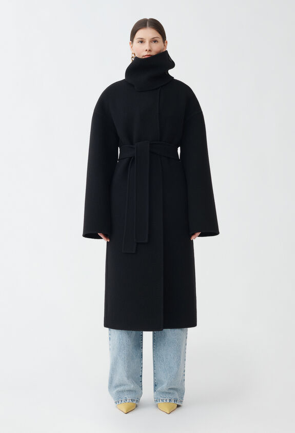 Fabiana Filippi Boiled wool long coat, black BLACK CTD214F382D7520000