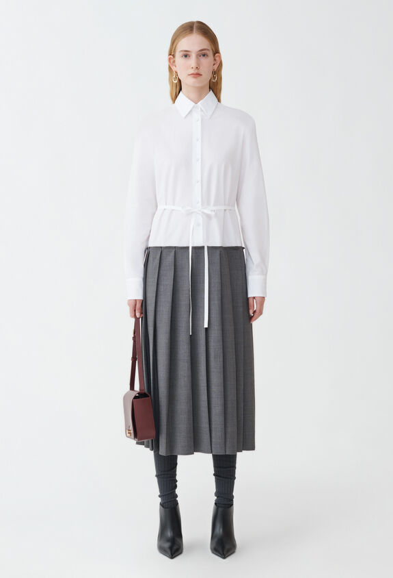 Fabiana Filippi Poplin and cool wool shirt dress, optical white and lead grey GREY ABD224F677L0770000