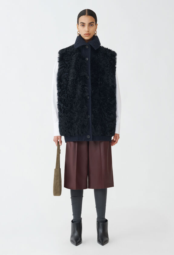 Fabiana Filippi Platinum and shearling gilet, midnight blue BLUE PLD224F754L0150000