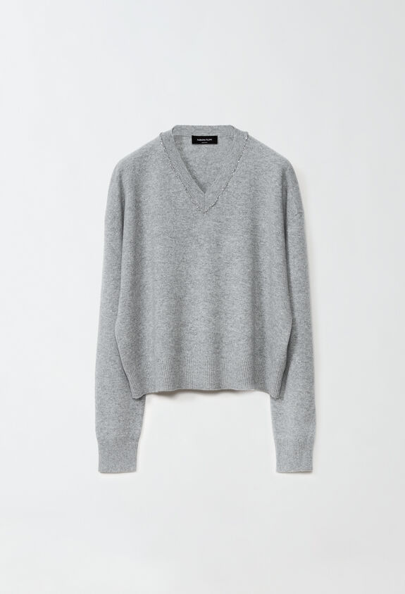 Fabiana Filippi Pullover aus Platinum mit Pailletten, steinfarben GRAU MAD214F015I9470000