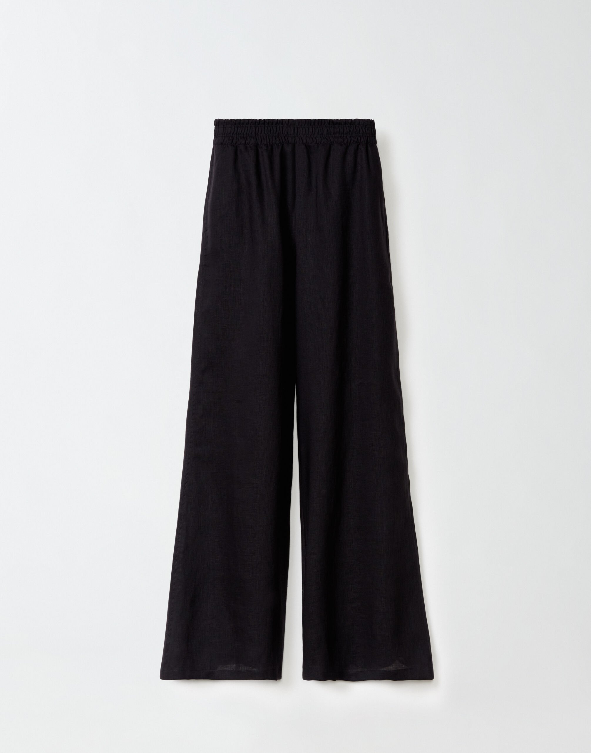 ${brand} Pantalone jogging in tela di lino, nero ${colorDescription} ${masterID}