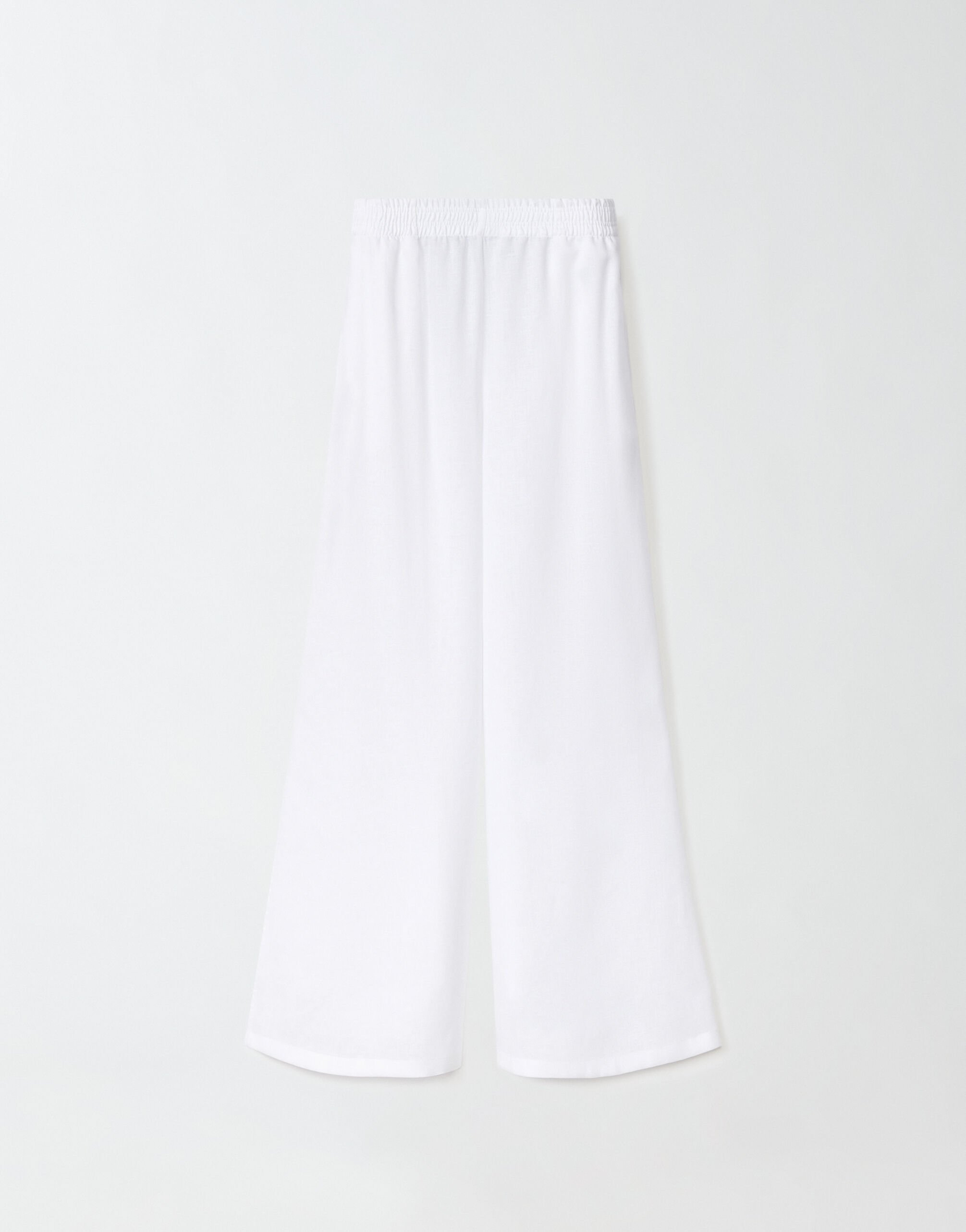 ${brand} Pantalone jogging in tela di lino, bianco ottico ${colorDescription} ${masterID}