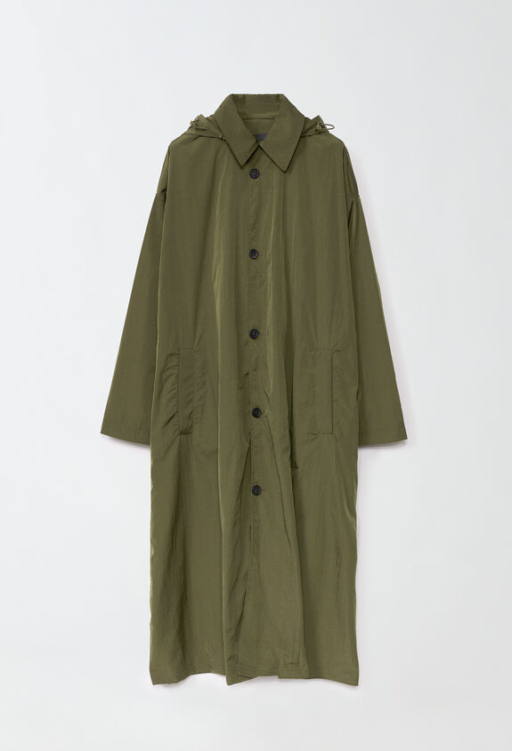 Fabiana Filippi Long hooded parka in wavy technical fabric, loden GREEN CTD214F198D6420000