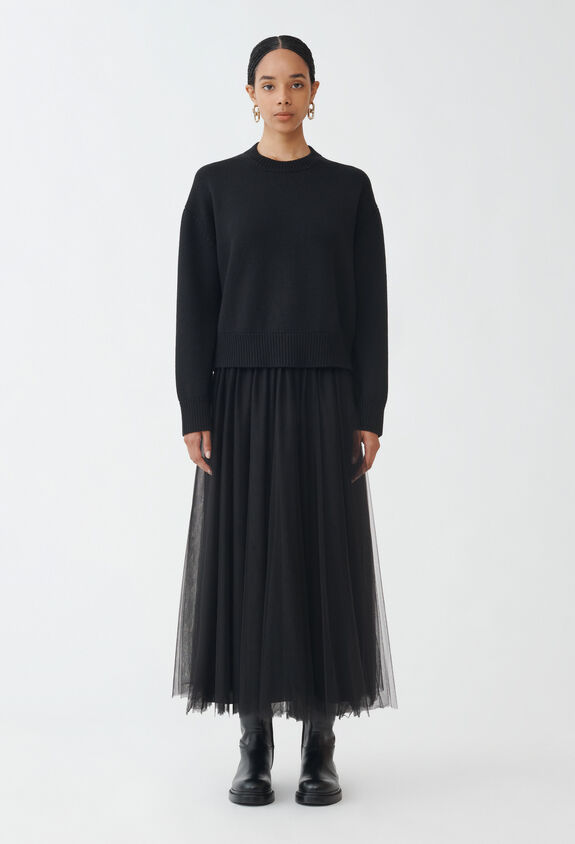 Fabiana Filippi Tulle midi skirt, black BLACK GND264F278I9320000