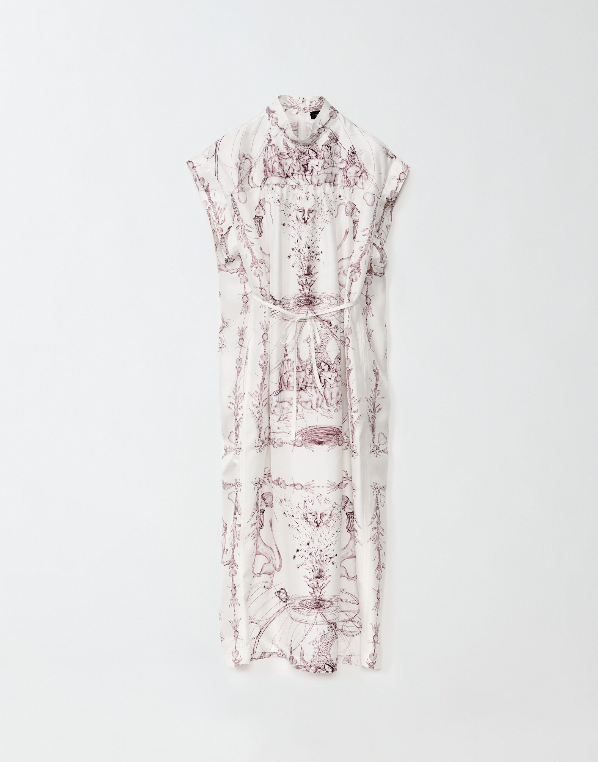 ${brand} Kleid aus Seidentwill mit Print, Weiß ${colorDescription} ${masterID}
