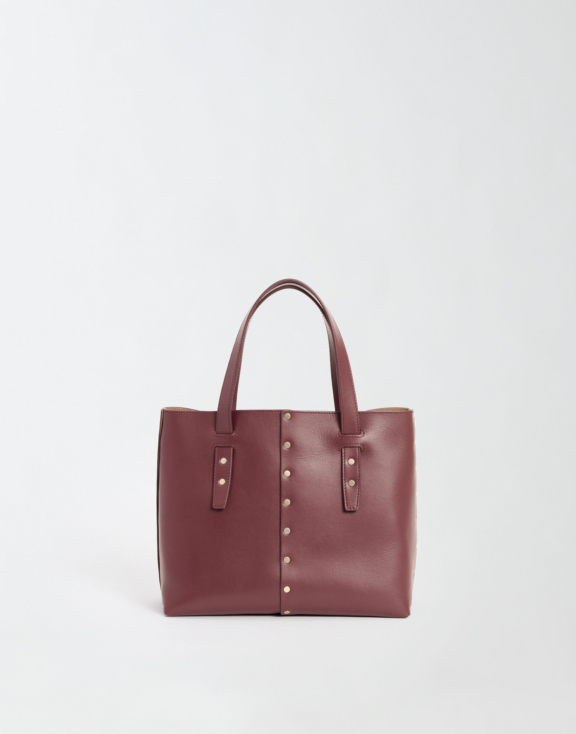 ${brand} Calfskin mini tote bag, burgundy ${colorDescription} ${masterID}