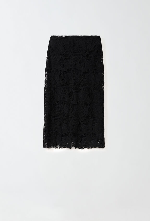 Fabiana Filippi Falda de encaje macramé, negro NEGRO GND224F871D7720000