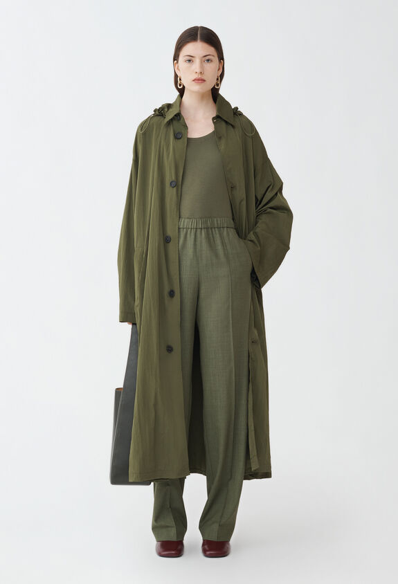 Fabiana Filippi Parka longue à capuche en tissu technique ondulé, loden VERT CTD214F198D6420000