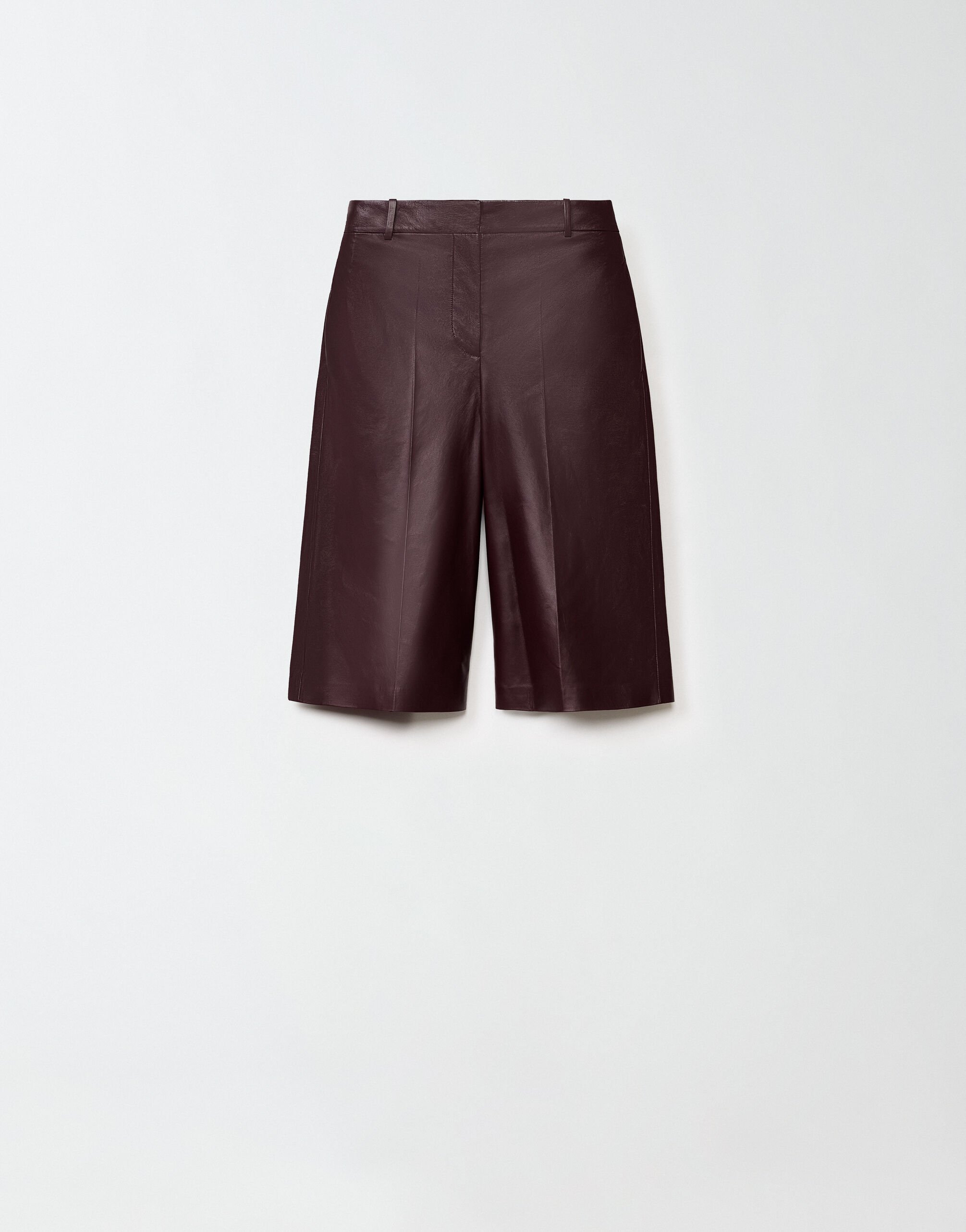 ${brand} Nappa leather Bermuda shorts, burgundy ${colorDescription} ${masterID}