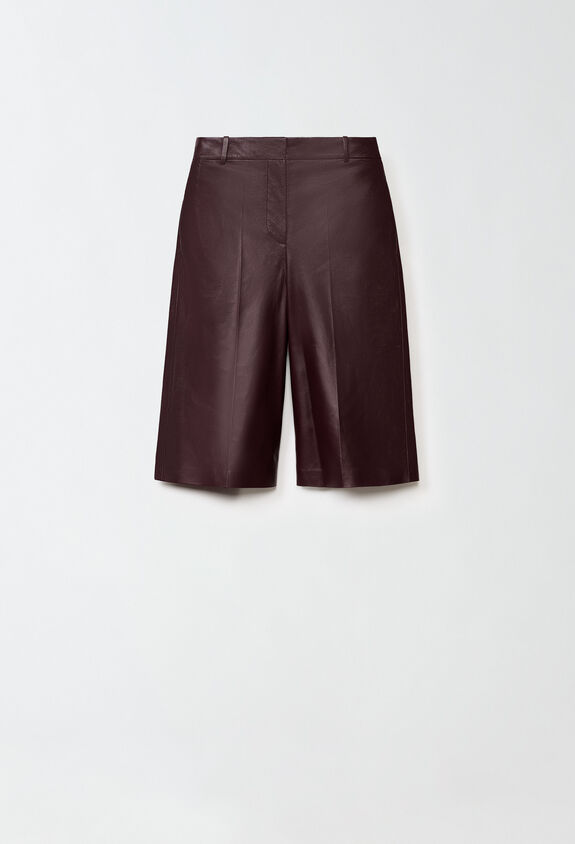 Fabiana Filippi Nappa leather Bermuda shorts, burgundy RED PLD214F321I9670000