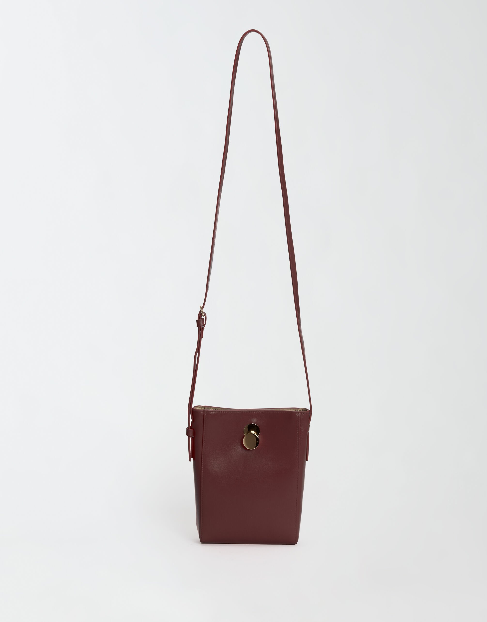 ${brand} Calfskin mini bag, burgundy ${colorDescription} ${masterID}