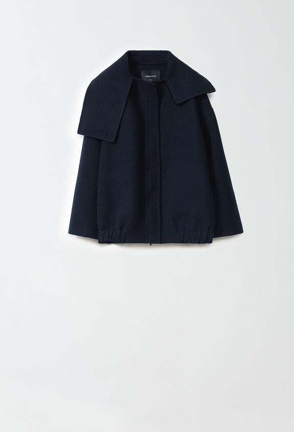 Fabiana Filippi Boiled wool oversize bomber jacket, midnight blue BLUE CTD224F713D7520000