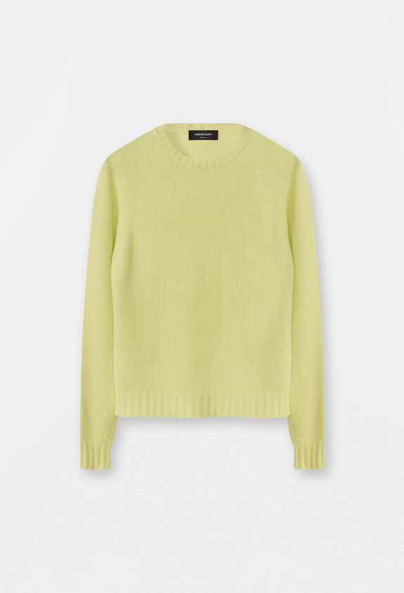 Seamless pullover in brushed cashmere, lime