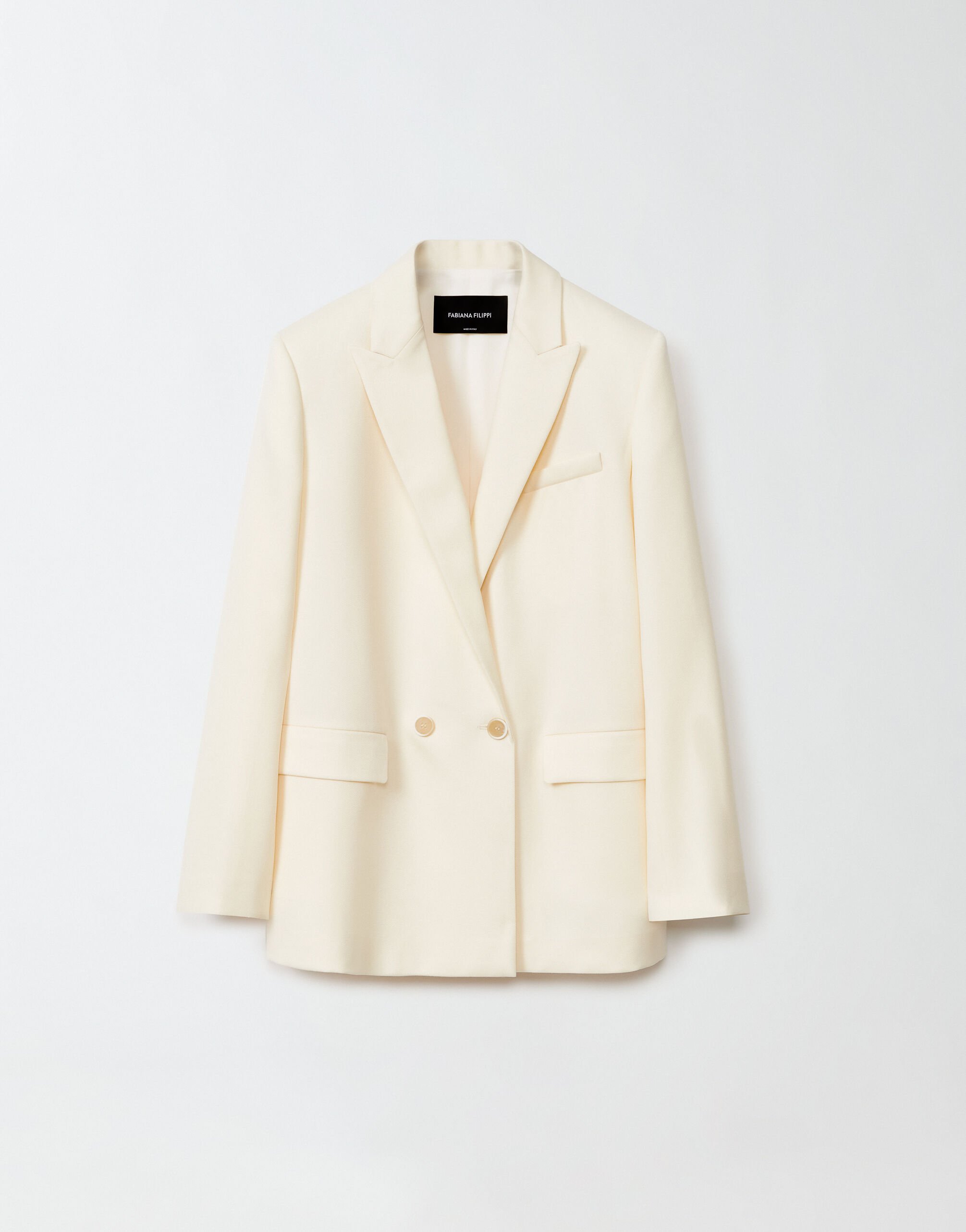 ${brand} Double-breasted wool twill jacket, raffia ${colorDescription} ${masterID}