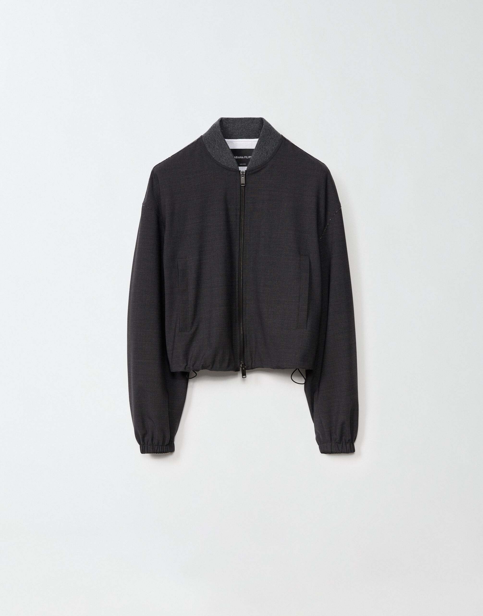 ${brand} Cool wool bomber jacket, charcoal ${colorDescription} ${masterID}