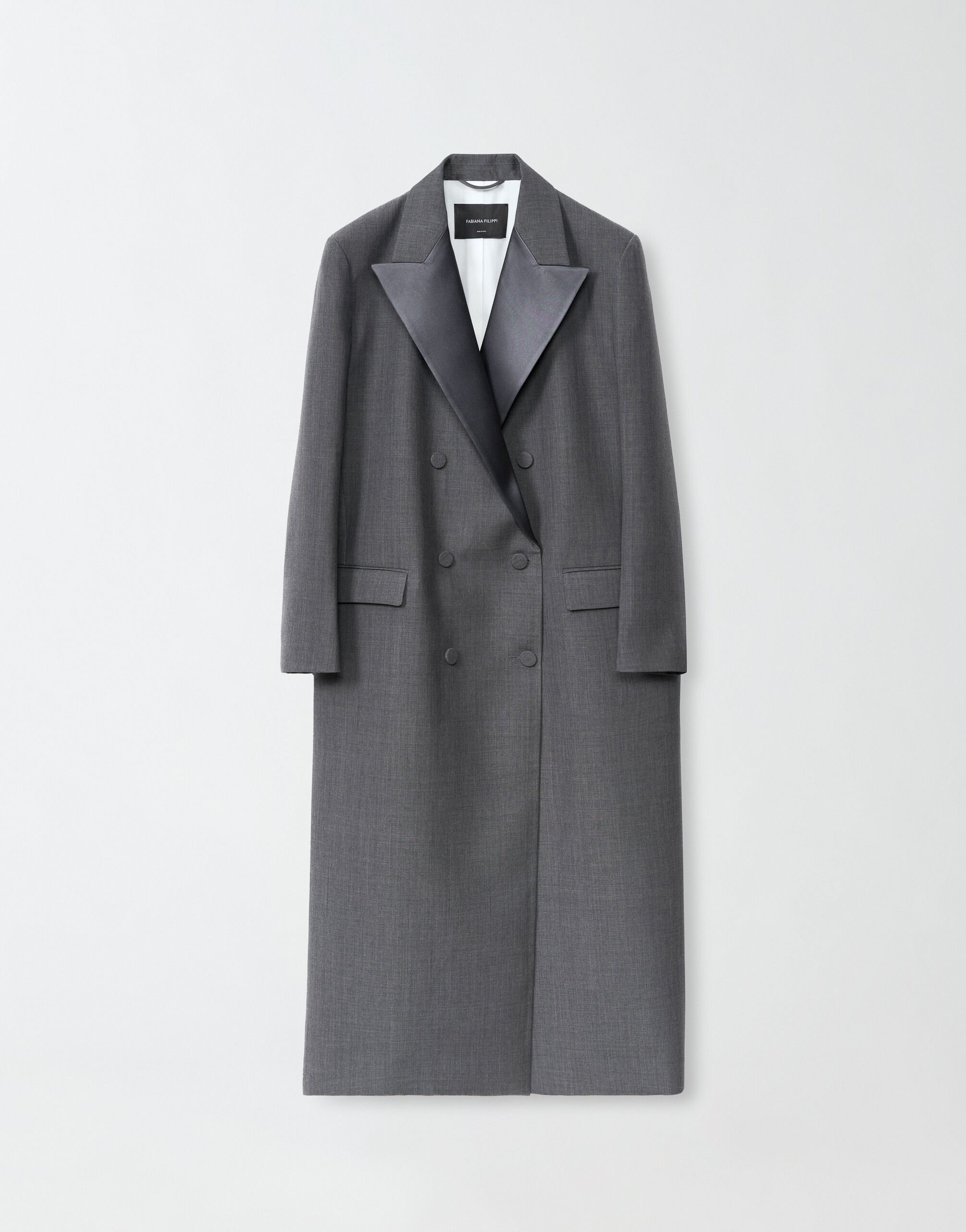 ${brand} Double wool and silk smoking jacket, graphite ${colorDescription} ${masterID}
