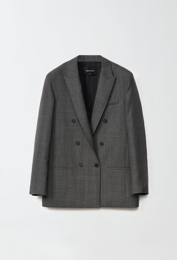 Fabiana Filippi Glen plaid double-breasted jacket, dark grey and black GREY GCD214F184D7280000