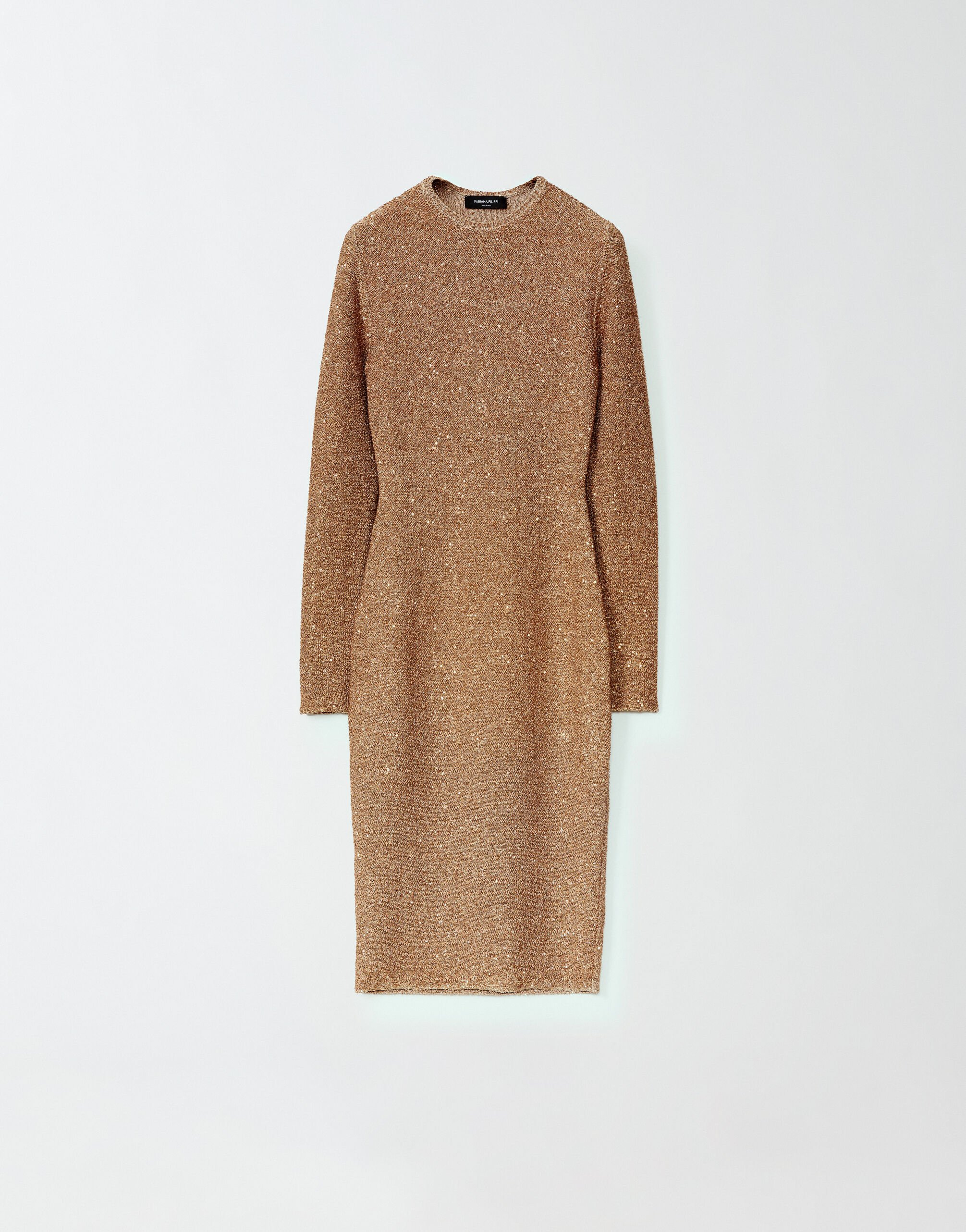 ${brand} Dress with sequins, camel ${colorDescription} ${masterID}