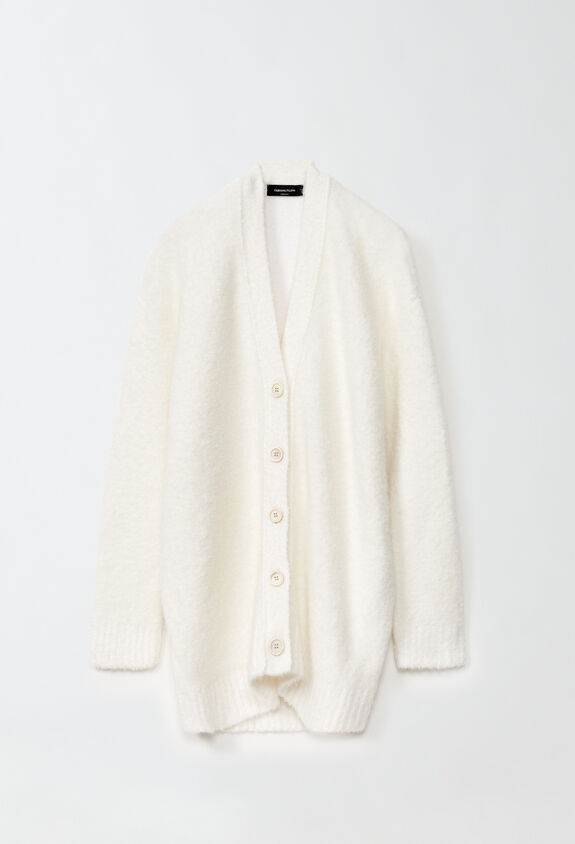 Fabiana Filippi Bouclé Cardigan aus Kaschmir und Seide, Weiß WEISS MAD214F034I9000000