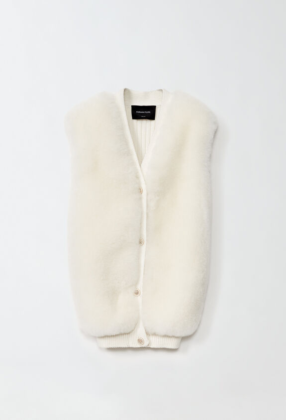 Fabiana Filippi Cashmere fur gilet, raffia WHITE PLD214F234I9680000