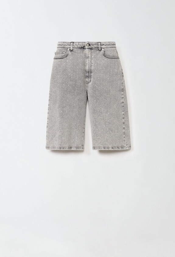 Fabiana Filippi Denim bermuda shorts with all-over embroidery, marbled grey GREY PAD214F405I0560000