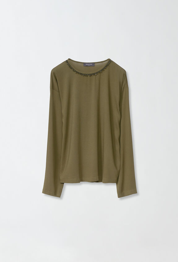 Fabiana Filippi Viscose sablé top, loden GREEN TPD214F285I9340000