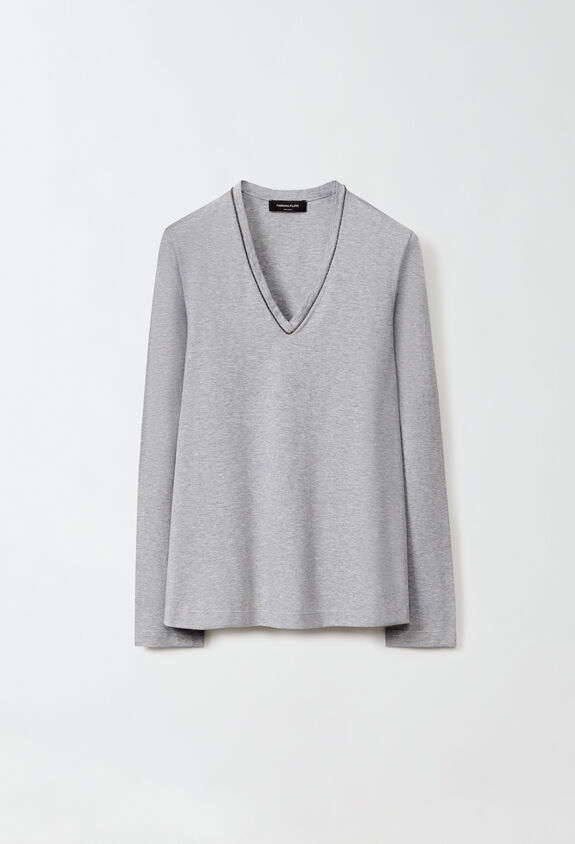 Fabiana Filippi Jersey T-shirt, pebble grey GREY JED224F606SK000000