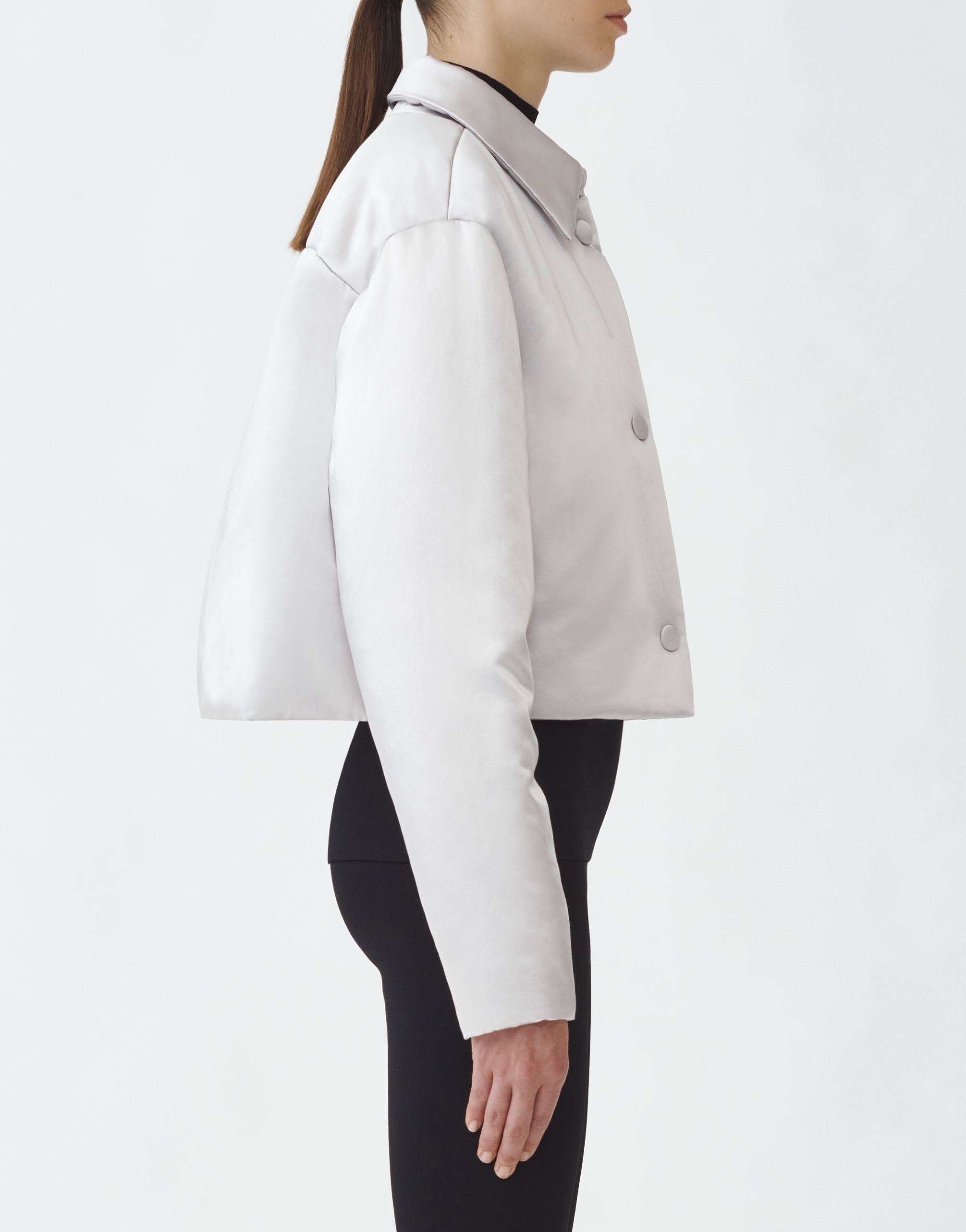 Duchesse padded shirt jacket, pearl