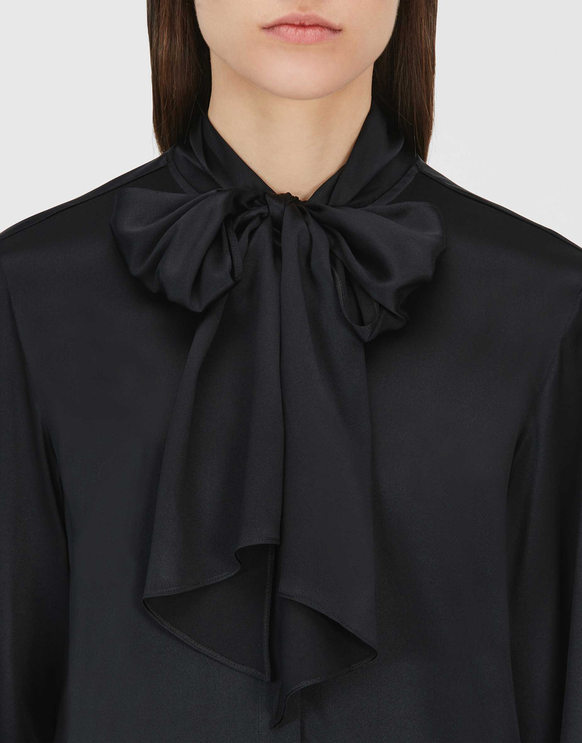 Silk satin shirt, black