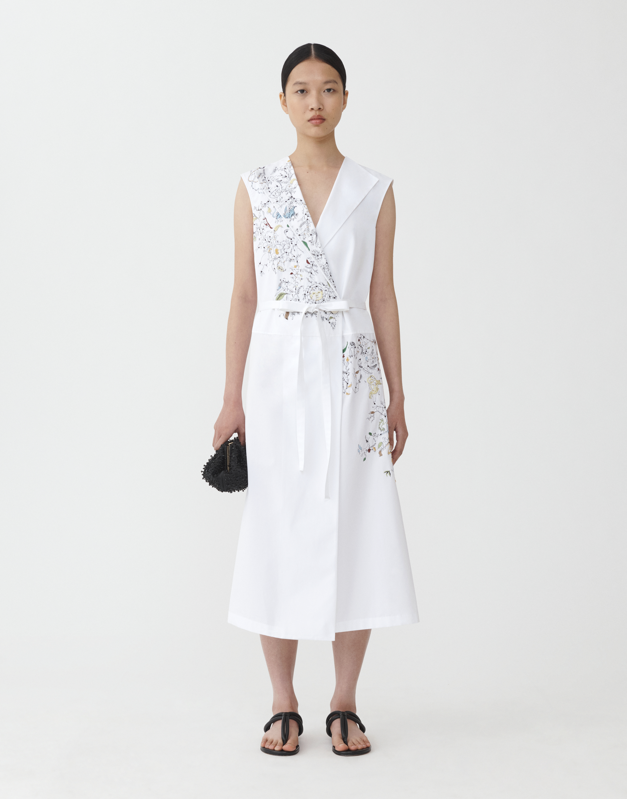 Poplin dress with embroidery, white