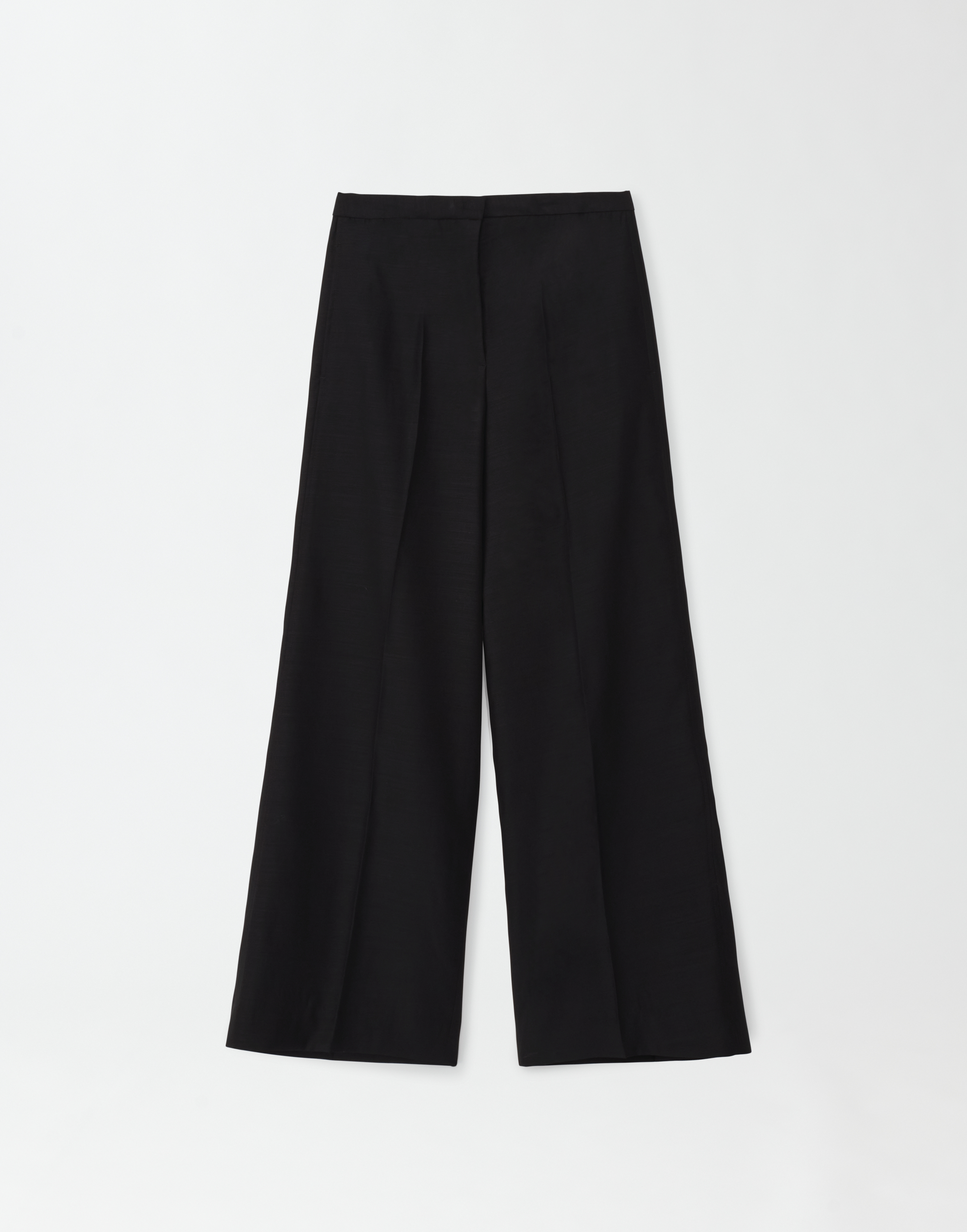 Shop Fabiana Filippi Wool Silk Wide Leg Trousers In Black