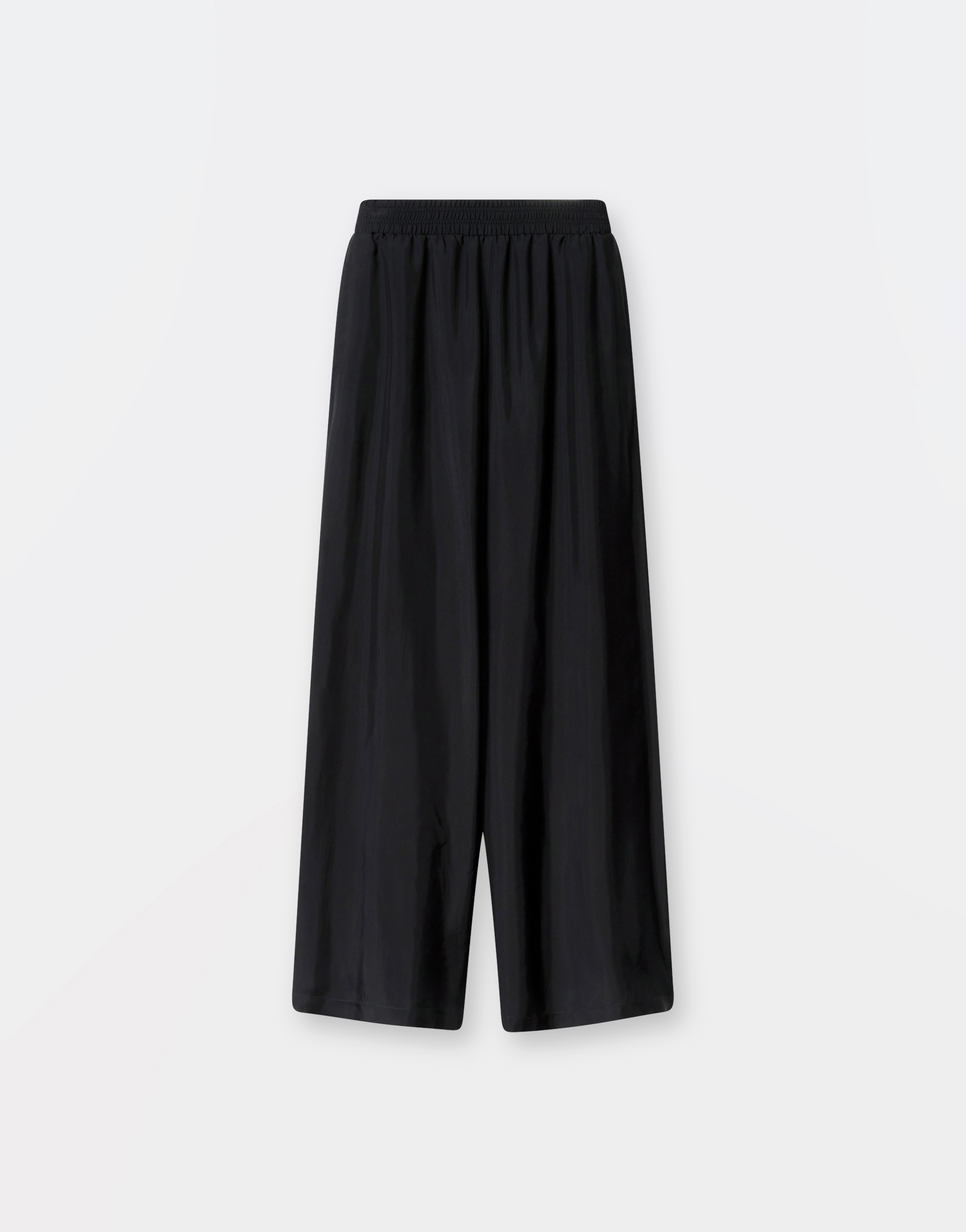 Shop Fabiana Filippi Cupro Twill Wide Leg Trousers With Elastic Waistband In Black
