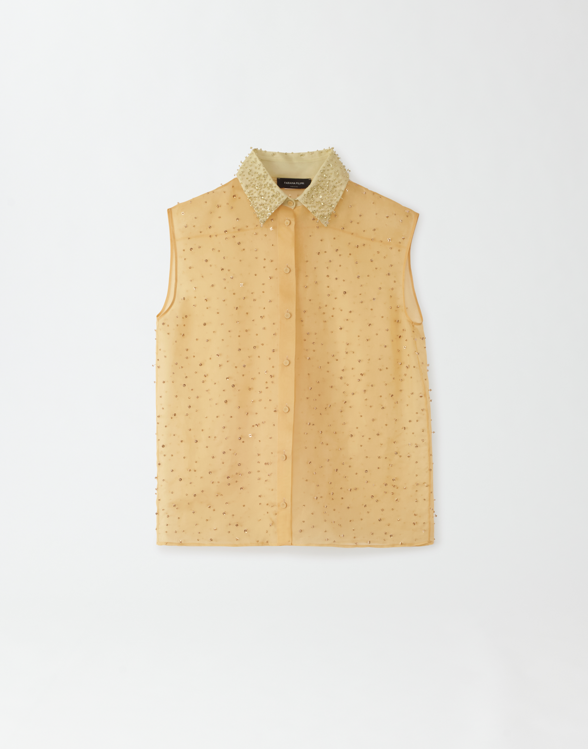 Shop Fabiana Filippi Silk Organza Shirt In Mandarin/pistachio